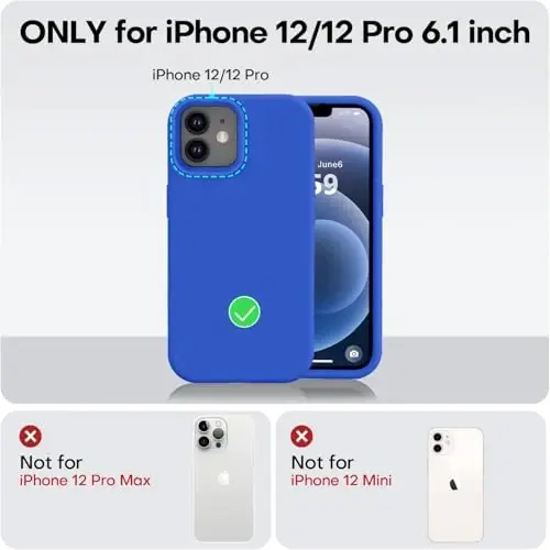 Vooii Compatible with iPhone 12 Case/iPhone 12 Pro Case, Liquid Silicone Upgrade [Soft Anti-Scratch Microfiber Lining] [Shockproof Drop Protection] Phone Case 6.1 inch - Klein Blue - 5