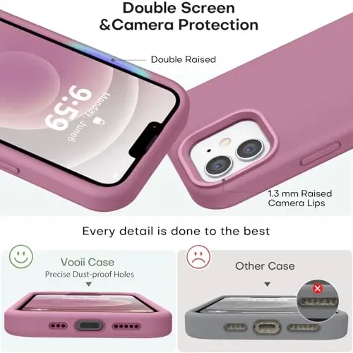Vooii Compatible with iPhone 12 Case/iPhone 12 Pro Case, Liquid Silicone Upgrade [Soft Anti-Scratch Microfiber Lining] [Shockproof Drop Protection] Phone Case 6.1 inch - Lavender Purple - 3