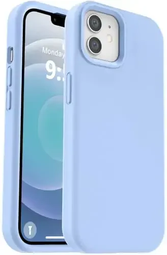 Vooii Compatible with iPhone 12 Case/iPhone 12 Pro Case, Liquid Silicone Upgrade [Soft Anti-Scratch Microfiber Lining] [Shockproof Drop Protection] Phone Case 6.1 inch - Light Blue - 1