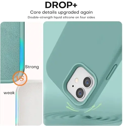 Vooii Compatible with iPhone 12 Case/iPhone 12 Pro Case, Liquid Silicone Upgrade [Soft Anti-Scratch Microfiber Lining] [Shockproof Drop Protection] Phone Case 6.1 inch - Pine Green - 4