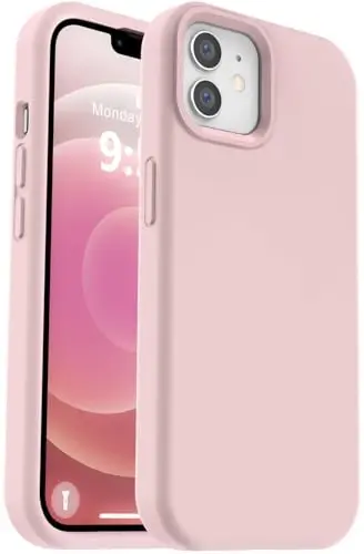 Vooii Compatible with iPhone 12 Case/iPhone 12 Pro Case, Liquid Silicone Upgrade [Soft Anti-Scratch Microfiber Lining] [Shockproof Drop Protection] Phone Case 6.1 inch - Pink Sand - 1