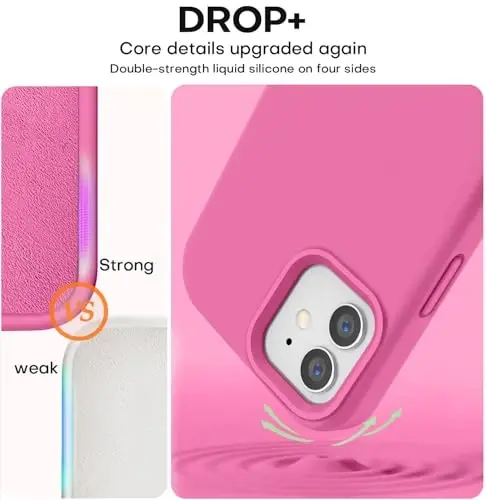 Vooii Compatible with iPhone 12 Case/iPhone 12 Pro Case, Liquid Silicone Upgrade [Soft Anti-Scratch Microfiber Lining] [Shockproof Drop Protection] Phone Case 6.1 inch - Pitaya - 4