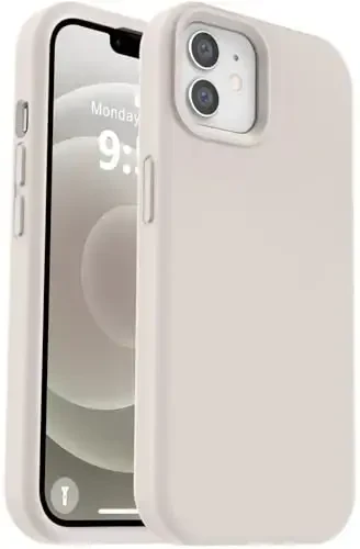 Vooii Compatible with iPhone 12 Case/iPhone 12 Pro Case, Liquid Silicone Upgrade [Soft Anti-Scratch Microfiber Lining] [Shockproof Drop Protection] Phone Case 6.1 inch - Stone - 1