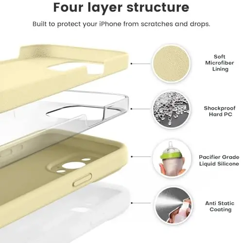 Vooii Compatible with iPhone 15 Pro Max Case, Upgraded Premium Silicone, [Camera Protection] [Soft Anti-Scratch Microfiber Lining] Shockproof Phone Case for iPhone 15 Pro Max 6.7 inch - Creamy Yellow - 2