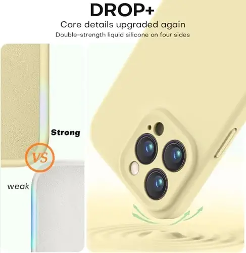 Vooii Compatible with iPhone 15 Pro Max Case, Upgraded Premium Silicone, [Camera Protection] [Soft Anti-Scratch Microfiber Lining] Shockproof Phone Case for iPhone 15 Pro Max 6.7 inch - Creamy Yellow - 4