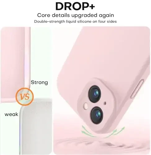 Vooii Compatible with iPhone 13 Case, Liquid Silicone Upgrade [Camera Protection] [Soft Anti-Scratch Microfiber Lining] Shockproof Phone Case for iPhone 13 6.1 inch - Chalk Pink - 4