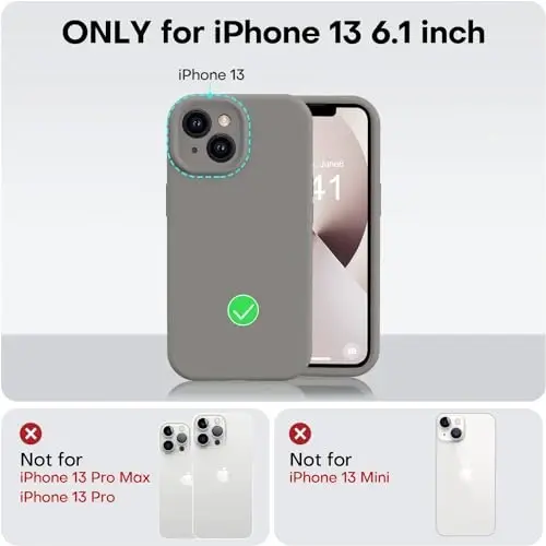 Vooii Compatible with iPhone 13 Case, Liquid Silicone Upgrade [Camera Protection] [Soft Anti-Scratch Microfiber Lining] Shockproof Phone Case for iPhone 13 6.1 inch - Natural Titanium - 5
