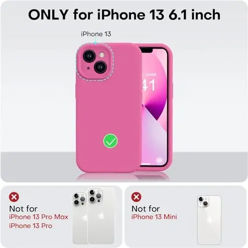 Vooii Compatible with iPhone 13 Case, Liquid Silicone Upgrade [Camera Protection] [Soft Anti-Scratch Microfiber Lining] Shockproof Phone Case for iPhone 13 6.1 inch - Pitaya - 5