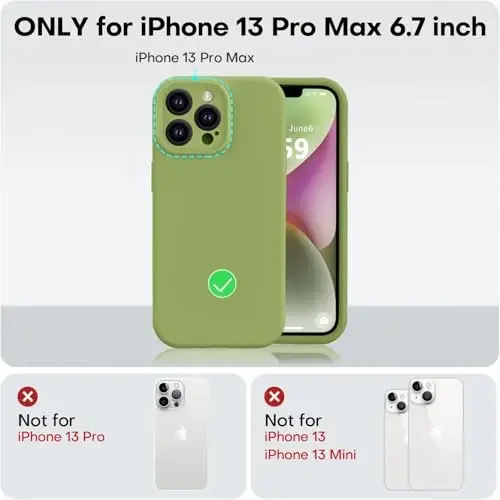 Vooii Compatible with iPhone 13 Pro Max Case, Liquid Silicone Upgrade [Camera Protection] [Soft Anti-Scratch Microfiber Lining] Shockproof Phone Case for iPhone 13 Pro Max 6.7 inch - Cedar Green - 1