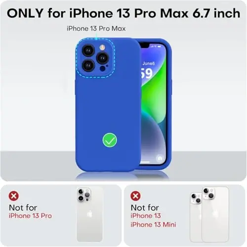 Vooii Compatible with iPhone 13 Pro Max Case, Liquid Silicone Upgrade [Camera Protection] [Soft Anti-Scratch Microfiber Lining] Shockproof Phone Case for iPhone 13 Pro Max 6.7 inch - Klein Blue - 5