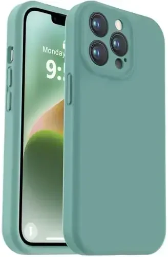 Vooii Compatible with iPhone 13 Pro Max Case, Liquid Silicone Upgrade [Camera Protection] [Soft Anti-Scratch Microfiber Lining] Shockproof Phone Case for iPhone 13 Pro Max 6.7 inch - Pine Green - 1
