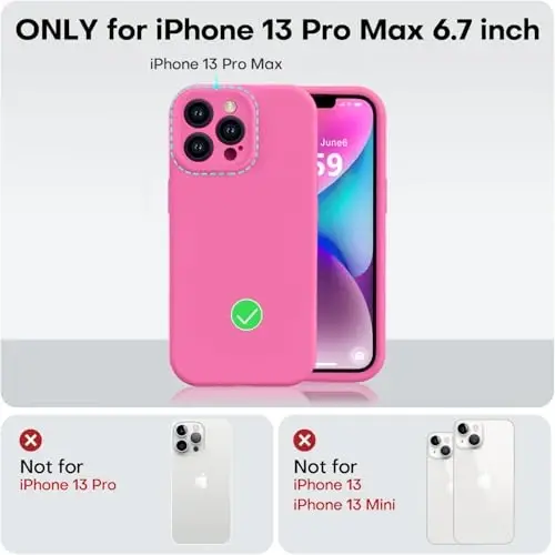 Vooii Compatible with iPhone 13 Pro Max Case, Liquid Silicone Upgrade [Camera Protection] [Soft Anti-Scratch Microfiber Lining] Shockproof Phone Case for iPhone 13 Pro Max 6.7 inch - Pitaya - 5