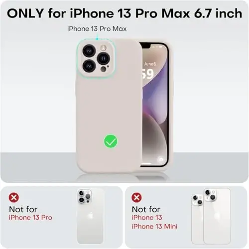 Vooii Compatible with iPhone 13 Pro Max Case, Liquid Silicone Upgrade [Camera Protection] [Soft Anti-Scratch Microfiber Lining] Shockproof Phone Case for iPhone 13 Pro Max 6.7 inch - Stone - 5