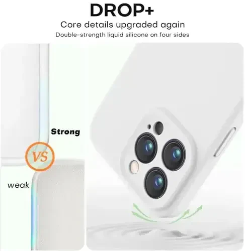 Vooii Compatible with iPhone 13 Pro Max Case, Liquid Silicone Upgrade [Camera Protection] [Soft Anti-Scratch Microfiber Lining] Shockproof Phone Case for iPhone 13 Pro Max 6.7 inch - White - 4