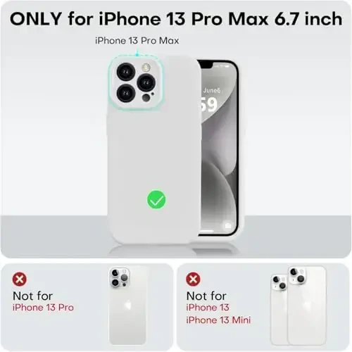 Vooii Compatible with iPhone 13 Pro Max Case, Liquid Silicone Upgrade [Camera Protection] [Soft Anti-Scratch Microfiber Lining] Shockproof Phone Case for iPhone 13 Pro Max 6.7 inch - White - 5