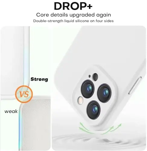 Vooii Compatible with iPhone 13 Pro Max Case, Liquid Silicone Upgrade [Camera Protection] [Soft Anti-Scratch Microfiber Lining] Shockproof Phone Case for iPhone 13 Pro Max 6.7 inch - White - 4