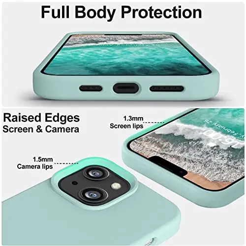 Vooii Compatible with iPhone 14 Case, [Anti-Scratch Microfiber Lining] [Soft Touch Premium Liquid Silicone], Ultra Slim Shockproof Protective Phone Case for iPhone 14 - Mint - 3