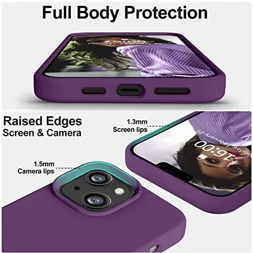 Vooii Compatible with iPhone 14 Case,[Premium Liquid Silicone Full Body Protective] [Soft Microfiber Lining] Anti-Scratch Shockproof Protective Case for iPhone 14 - Grape - 3