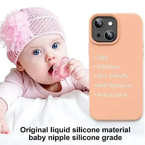 Vooii Compatible with iPhone 14 Case,[Silky Touch Premium Liquid Silicone] [Soft Anti-Scratch Microfiber Lining], Ultra Slim Shockproof Protective Case for iPhone 14 - Cantaloupe - 5