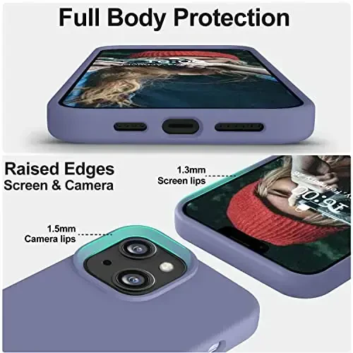 Vooii Compatible with iPhone 14 Case,[Silky Touch Premium Liquid Silicone] [Soft Anti-Scratch Microfiber Lining], Ultra Slim Shockproof Protective Case for iPhone 14 - Lavander Grey - 3