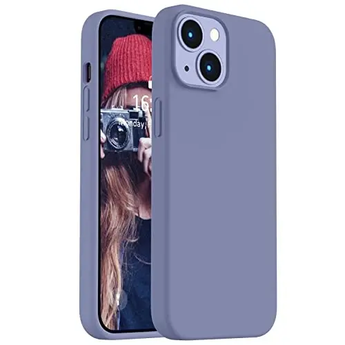 Vooii Compatible with iPhone 14 Case,[Silky Touch Premium Liquid Silicone] [Soft Anti-Scratch Microfiber Lining], Ultra Slim Shockproof Protective Case for iPhone 14 - Lavander Grey - VOOII