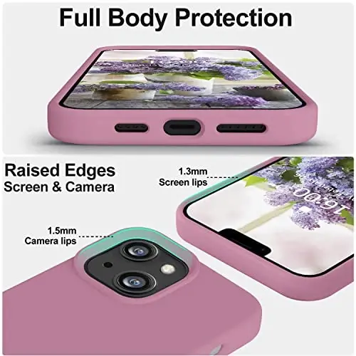Vooii Compatible with iPhone 14 Case,[Silky Touch Premium Liquid Silicone] [Soft Anti-Scratch Microfiber Lining], Ultra Slim Shockproof Protective Case for iPhone 14 - Lavander Purple - 3