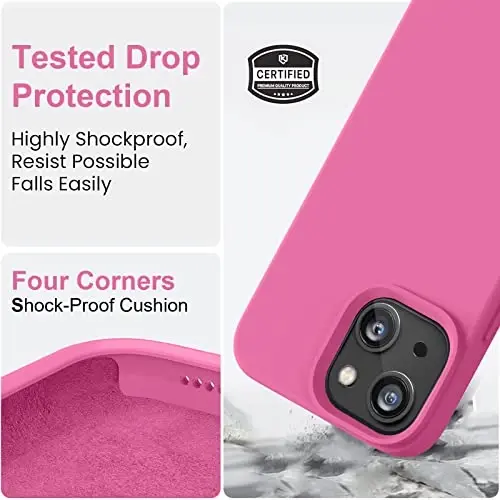 Vooii Compatible with iPhone 14 Case,[Silky Touch Premium Liquid Silicone] [Soft Anti-Scratch Microfiber Lining], Ultra Slim Shockproof Protective Case for iPhone 14 - Pitaya - 4