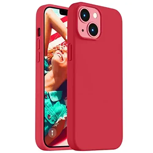 Vooii Compatible with iPhone 14 Case,[Silky Touch Premium Liquid Silicone] [Soft Anti-Scratch Microfiber Lining], Ultra Slim Shockproof Protective Case for iPhone 14 - Red - 1