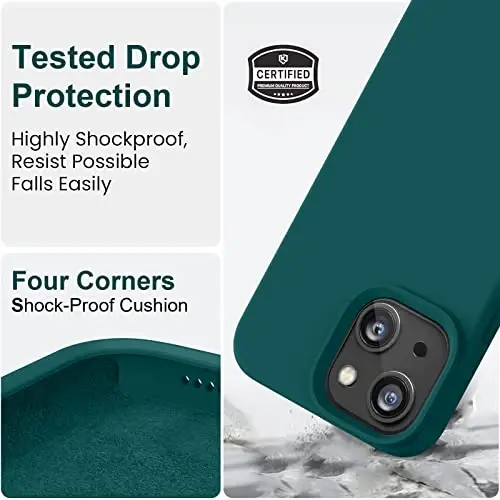 Vooii Compatible with iPhone 14 Case,[Silky Touch Premium Liquid Silicone] [Soft Anti-Scratch Microfiber Lining], Ultra Slim Shockproof Protective Case for iPhone 14 - Teal - 4