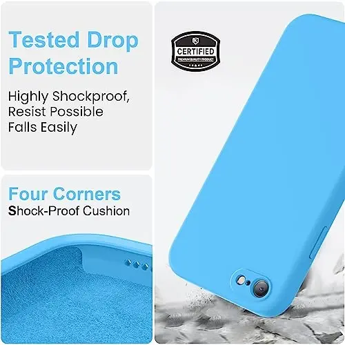 Vooii Compatible with iPhone 14 Pro Case, Liquid Silicone Upgrade [Camera Protection] [Soft Anti-Scratch Microfiber Lining] Shockproof Phone Case for iPhone 14 Pro 6.1 inch - Blue - 5