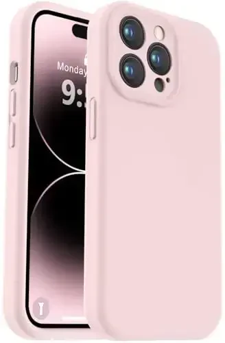 Vooii Compatible with iPhone 14 Pro Case, Liquid Silicone Upgrade [Camera Protection] [Soft Anti-Scratch Microfiber Lining] Shockproof Phone Case for iPhone 14 Pro 6.1 inch - Chalk Pink - 1