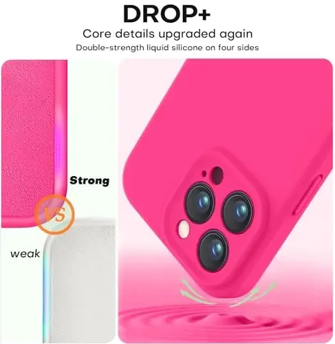 Vooii Compatible with iPhone 14 Pro Case, Liquid Silicone Upgrade [Camera Protection] [Soft Anti-Scratch Microfiber Lining] Shockproof Phone Case for iPhone 14 Pro 6.1 inch - Hot Pink - 4