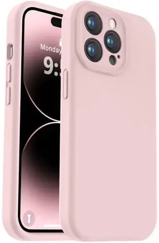 Vooii Compatible with iPhone 14 Pro Case, Liquid Silicone Upgrade [Camera Protection] [Soft Anti-Scratch Microfiber Lining] Shockproof Phone Case for iPhone 14 Pro 6.1 inch - Pink Sand - 1