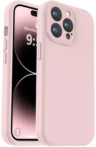Vooii Compatible with iPhone 14 Pro Case, Liquid Silicone Upgrade [Camera Protection] [Soft Anti-Scratch Microfiber Lining] Shockproof Phone Case for iPhone 14 Pro 6.1 inch - Pink Sand - 1