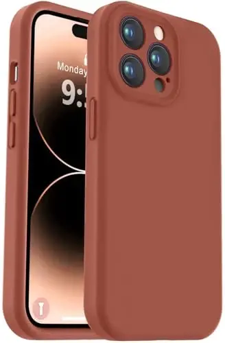 Vooii Compatible with iPhone 14 Pro Max Case, Liquid Silicone Upgrade [Camera Protection] [Soft Anti-Scratch Microfiber Lining] Shockproof Phone Case for iPhone 14 Pro Max 6.7 inch - Caramel - 2