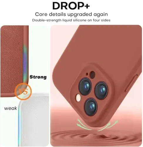 Vooii Compatible with iPhone 14 Pro Max Case, Liquid Silicone Upgrade [Camera Protection] [Soft Anti-Scratch Microfiber Lining] Shockproof Phone Case for iPhone 14 Pro Max 6.7 inch - Caramel - 5