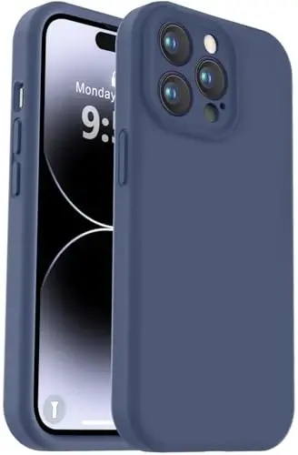 Vooii Compatible with iPhone 14 Pro Max Case, Liquid Silicone Upgrade [Camera Protection] [Soft Anti-Scratch Microfiber Lining] Shockproof Phone Case for iPhone 14 Pro Max 6.7 inch - Navy Blue - 1