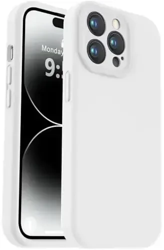 Vooii Compatible with iPhone 14 Pro Max Case, Liquid Silicone Upgrade [Camera Protection] [Soft Anti-Scratch Microfiber Lining] Shockproof Phone Case for iPhone 14 Pro Max 6.7 inch - White 