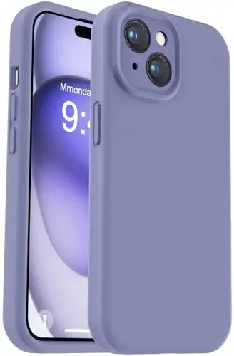 Vooii Compatible with iPhone 15 Case, Upgrade Defender Liquid Silicone, [Enhanced Camera Protection] [Soft Anti-Scratch Microfiber Lining] Shockproof Phone Case for iPhone 15 6.1 inch - Lavender Grey - VOOII