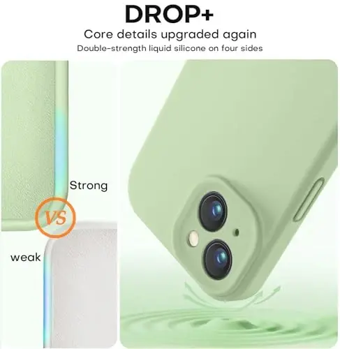 Vooii Compatible with iPhone 15 Case, Upgrade Defender Liquid Silicone, [Enhanced Camera Protection] [Soft Anti-Scratch Microfiber Lining] Shockproof Phone Case for iPhone 15 6.1 inch - Matcha - 4