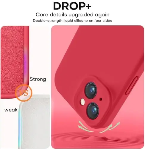 Vooii Compatible with iPhone 15 Case, Upgrade Defender Liquid Silicone, [Enhanced Camera Protection] [Soft Anti-Scratch Microfiber Lining] Shockproof Phone Case for iPhone 15 6.1 inch - Red - 4