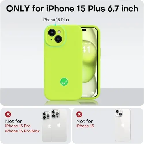 Vooii Compatible with iPhone 15 Plus Case, Upgrade Liquid Silicone [Enhanced Camera Protection] [Soft Anti-Scratch Microfiber Lining] Shockproof Phone Case for iPhone 15 Plus 6.7