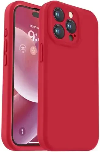 Vooii Compatible with iPhone 15 Pro Case, Upgrade Defender Liquid Silicone, [Enhanced Camera Protection] [Soft Anti-Scratch Microfiber Lining] Shockproof Phone Case iPhone 15 Pro 6.1 inch - Red - 1