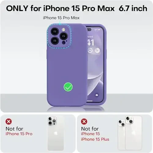 Vooii Compatible with iPhone 15 Pro Max Case, Upgraded Premium Silicone, [Camera Protection] [Soft Anti-Scratch Microfiber Lining] Shockproof Phone Case for iPhone 15 Pro Max 6.7 inch - Iris - 5