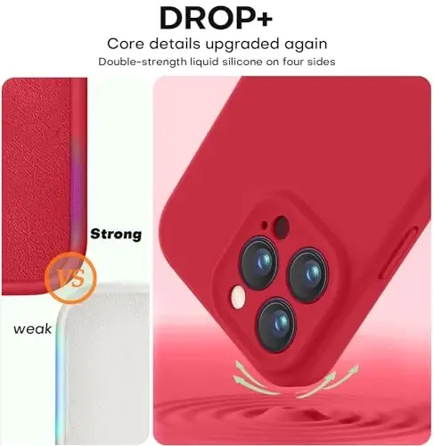 Vooii Compatible with iPhone 15 Pro Max Case, Upgraded Premium Silicone, [Camera Protection] [Soft Anti-Scratch Microfiber Lining] Shockproof Phone Case for iPhone 15 Pro Max 6.7 inch - Red - 4