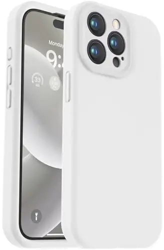 Vooii Compatible with iPhone 15 Pro Max Case, Upgraded Premium Silicone, [Camera Protection] [Soft Anti-Scratch Microfiber Lining] Shockproof Phone Case for iPhone 15 Pro Max 6.7 inch - White - 1