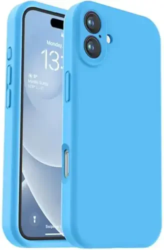 Vooii Compatible with iPhone 16 Case, Liquid Silicone Upgrade [Camera Protection] [Soft Anti-Scratch Microfiber Lining] Shockproof Phone Case for iPhone 16 6.1 inch - Blue 