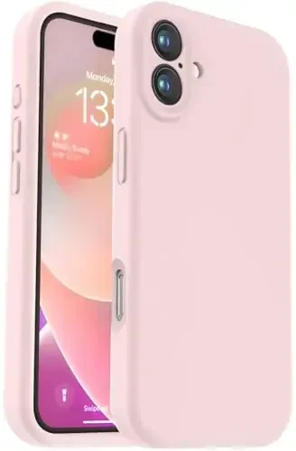 Vooii Compatible with iPhone 16 Case, Liquid Silicone Upgrade [Camera Protection] [Soft Anti-Scratch Microfiber Lining] Shockproof Phone Case for iPhone 16 6.1 inch - Chalk Pink - 1