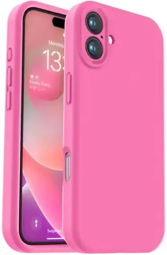 Vooii Compatible with iPhone 16 Case, Liquid Silicone Upgrade [Camera Protection] [Soft Anti-Scratch Microfiber Lining] Shockproof Phone Case for iPhone 16 6.1 inch - Pitaya 