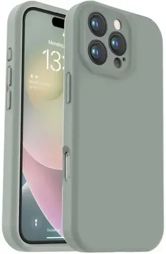 Vooii Compatible with iPhone 16 Pro Case, Liquid Silicone Upgrade [Camera Protection] [Soft Anti-Scratch Microfiber Lining] Shockproof Phone Case for iPhone 16 Pro 6.3 inch - Calke Green - 1